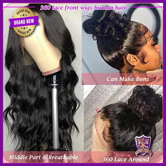26in Human Hair 360 Lace Front Wig Body Wave Glueless Pre Plucked main image 6